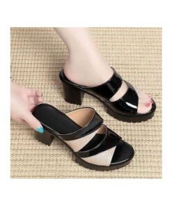 SXCHEN Women Shoes Fish Mouth High Heel Glittering Fashion Ladies Non-slip Open