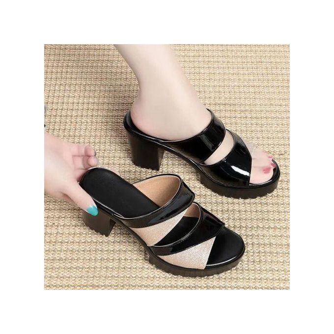 SXCHEN Women Shoes Fish Mouth High Heel Glittering Fashion Ladies Non-slip Open