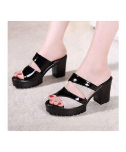 SXCHEN Women Shoes Fish Mouth High Heel Glittering Fashion Ladies Non-slip Open