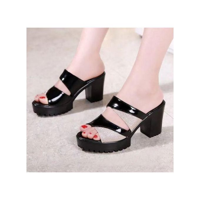 SXCHEN Women Shoes Fish Mouth High Heel Glittering Fashion Ladies Non-slip Open