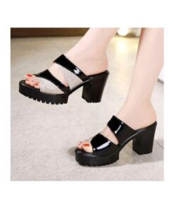 SXCHEN Women Shoes Fish Mouth High Heel Glittering Fashion Ladies Non-slip Open