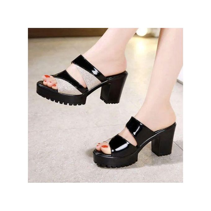 SXCHEN Women Shoes Fish Mouth High Heel Glittering Fashion Ladies Non-slip Open
