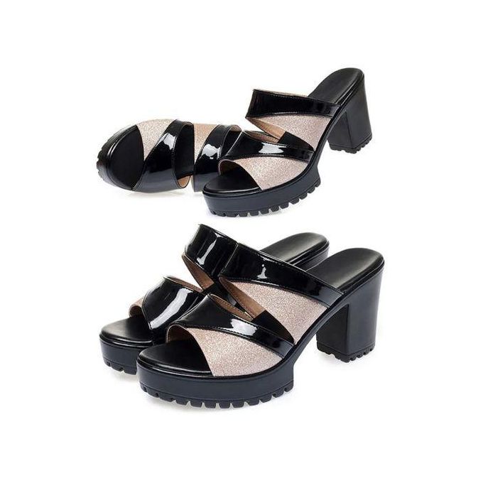 SXCHEN Women Shoes Fish Mouth High Heel Glittering Fashion Ladies Non-slip Open